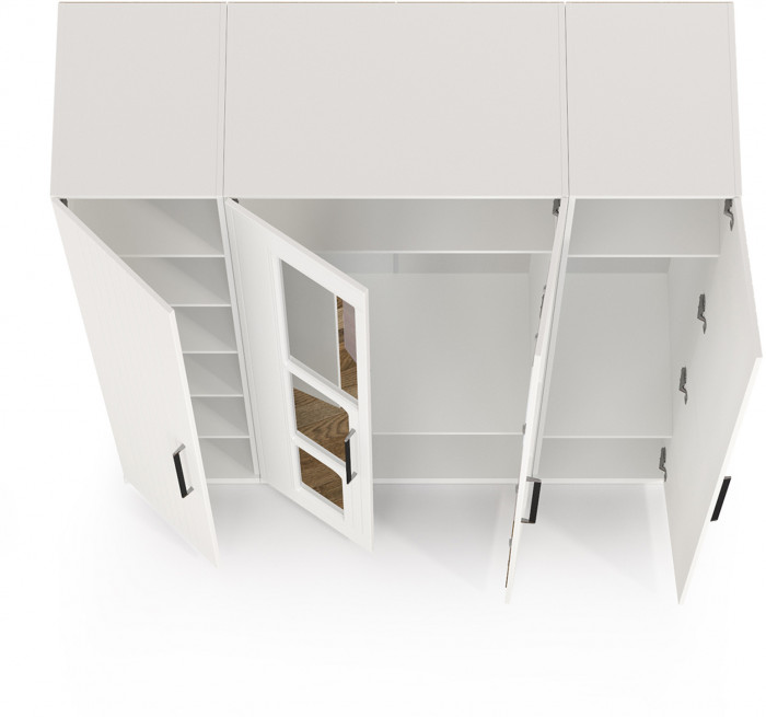 Валенсия Спальня Шкаф для одежды 4-х створчатый, ЛДСП белый шагрень/МДФ белый шагрень