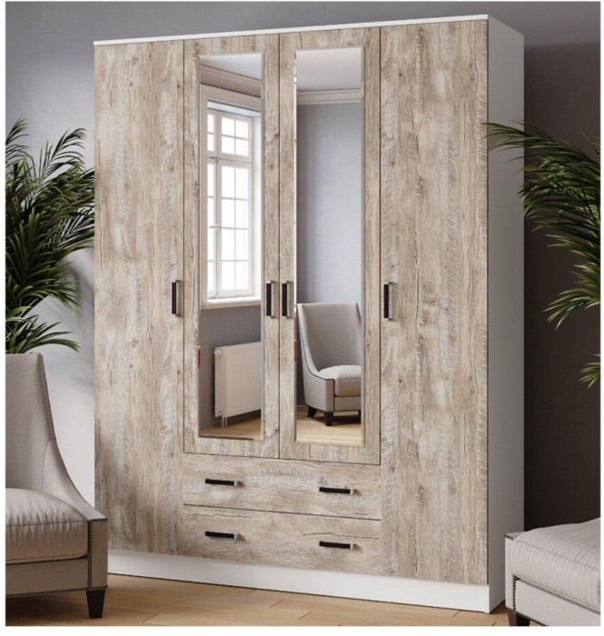 Шкаф комбинированный Лагуна 1600 белый/дуб юкон