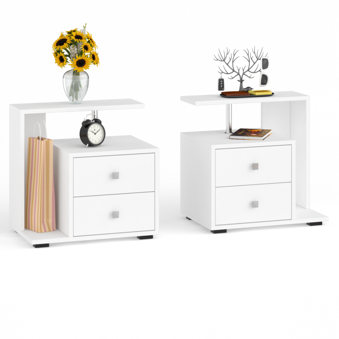 Камелия спальня № 11 Кровать с ящиками 1800 + Две тумбы + Комод + Шкаф 4-х створчатый, белый