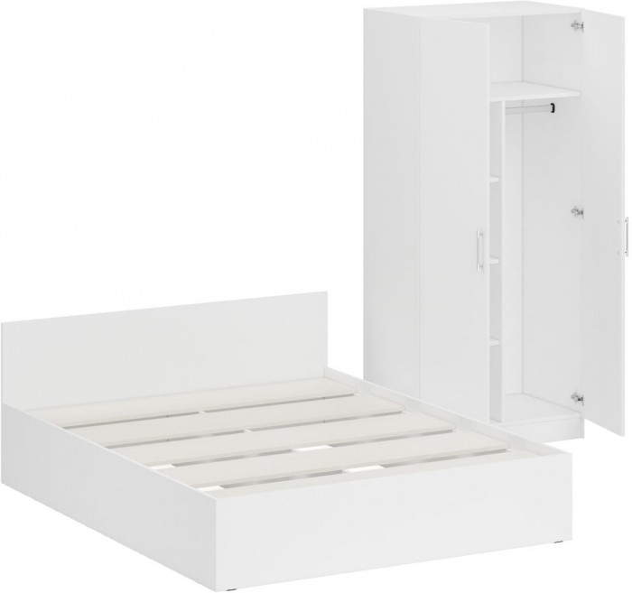 Кровать 1600 + Шкаф 2-х створчатый Стандарт, белый