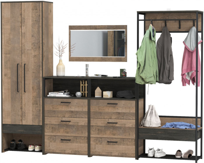 Трувор Прихожая 235, цвет дуб гранж песочный/интра, ШхГхВ 275,2х37х210 см., универсальная сборка