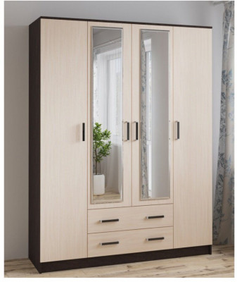 Шкаф комбинированный Лагуна 1600 венге/дуб молочный
