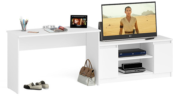 Мори письменный стол МСП1200.1 + Тумба МТВ1200.1, белый