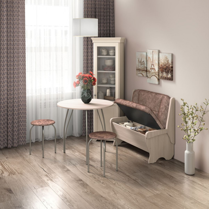 Кухонный набор Лотос скамья 950 - стол - табурет / ясень светлый/коньяк