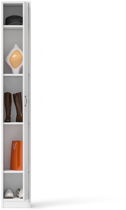 Прихожая П-6-350 Пенал, цвет белая шагрень/фасады МДФ белое дерево фрезеровка ромб, ШхГхВ 30х35х210 см., универсальная сборка