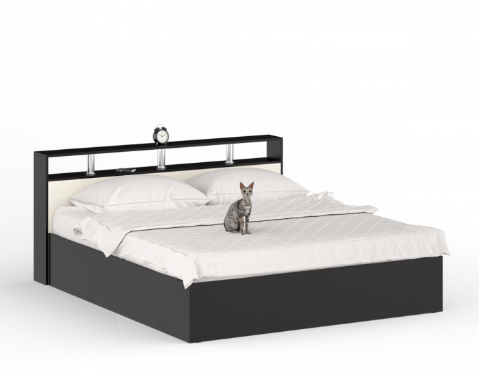 Камелия Кровать 1800 + две тумбы, цвет венге/дуб лоредо, ШхГхВ 296х217х78,2 см., сп.м. 1800х2000 мм., без матраса, основание есть