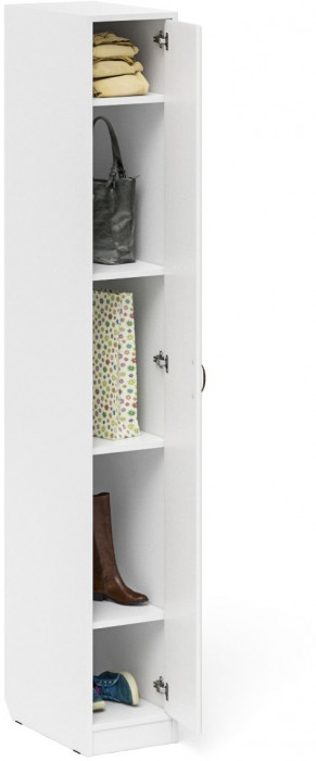 Прихожая П-6-500 Пенал, белая шагрень/фасады МДФ белое дерево фрезеровка ромб