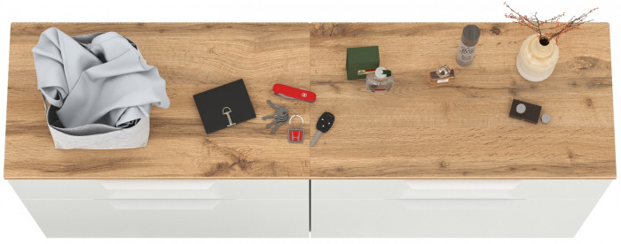 Октава 16.127 Тумба для обуви + 16.127 Тумба для обуви, цвет белый шагрень/дуб крафт золотой/фасады МДФ белый шагрень, ШхГхВ 129,8х35,4х62,2 см.