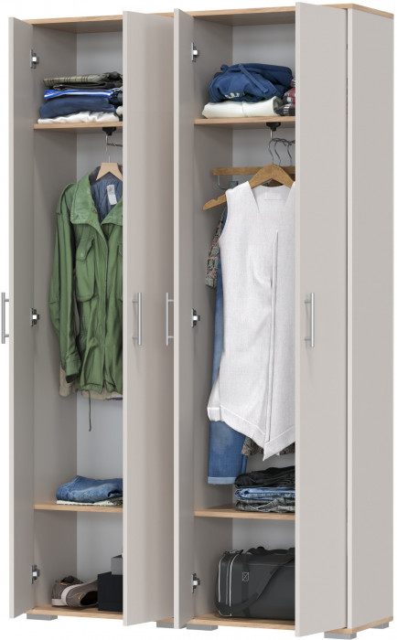 Два шкафа для одежды Домино 2-3430дкз/к.с, дуб крафт золотой/кашемир серый