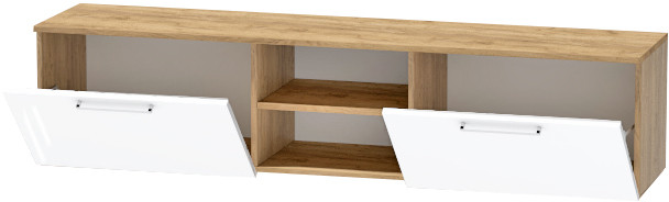 Тумба для ТВ-техники подвесная "Иннэс-7", Крафт золотой/Белый глянец