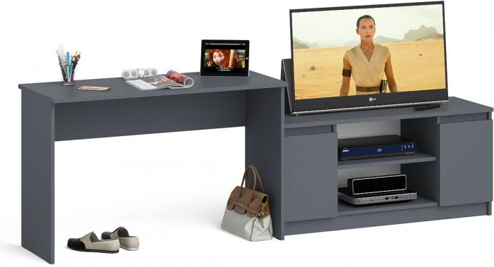 Мори письменный стол МСП1200.1 + Тумба МТВ1200.1, графит