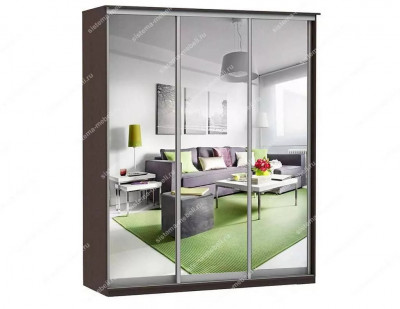 Шкаф купе Модерн 1776х450 3-х дверный 3-х секционный зеркальный венге