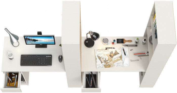 Лайт Шкаф комбинированный 10.01 + 10.01, цвет белый гладкий, ШхГхВ 230,6х58,2х179 см., универсальная сборка(обязательно крепление к стене)