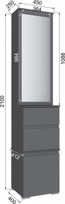 Плейона Тумба с ящиками графит серый