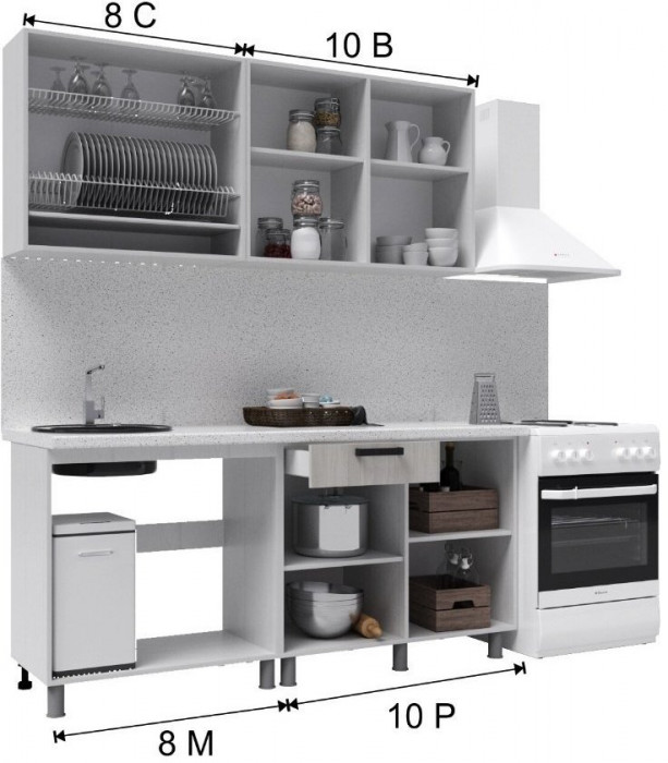 Кухонный гарнитур Тоскана 1,8м Белый/Графит