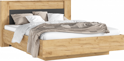 Остин Кровать парящая 160 с ортопедом металл с подсветкой, дуб крафт/графит