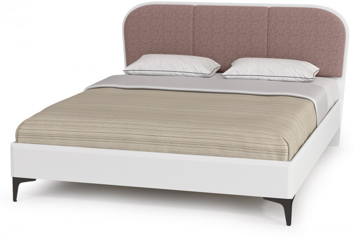 Валенсия Спальня № 36, цвет ЛДСП белый шагрень/чёрный/МДФ белый шагрень/ткань велутто 19, ортопед есть, сп. м. 1600х2000 мм., б/м