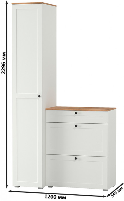 Остин Прихожая 10, белый шагрень/дуб крафт золотой