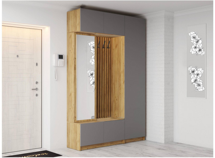 Модульная прихожая Роджина, композиция 1 (Крафт белый, Графит)