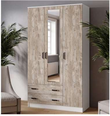 Шкаф комбинированный Лагуна 1200 с зеркалом белый/дуб юкон