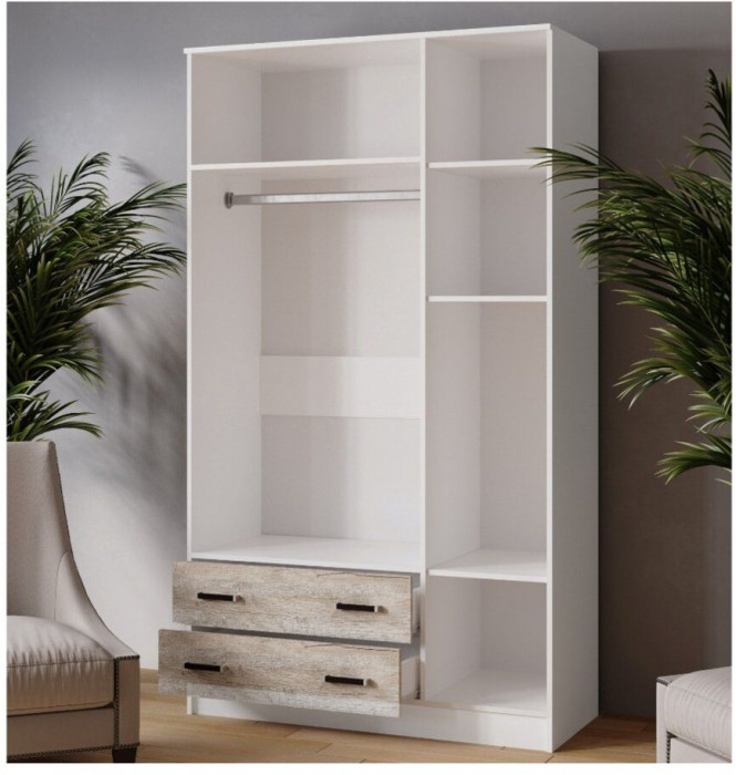 Шкаф комбинированный Лагуна 1200 с зеркалом белый/дуб юкон