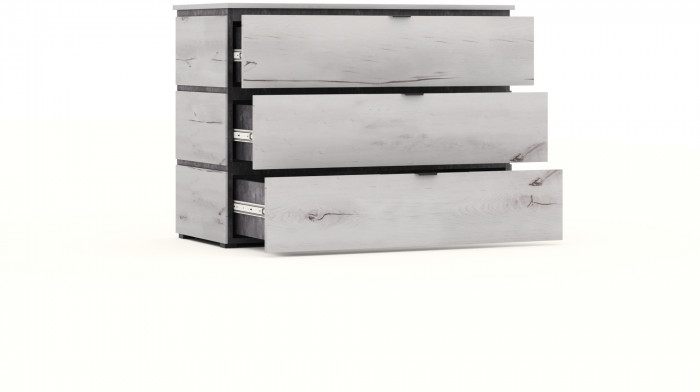 Комод 3 ящика "Ривьера" - Канадский дуб арктик/Бетон спаркс