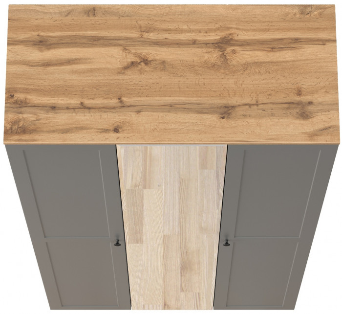 Остин 13.336.03 Шкаф для одежды(три двери, серый графит/дуб крафт золотой