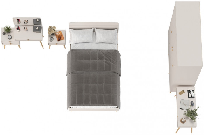 Афина Спальня 34-1200, цвет кашемир серый, сп.м. 1200х2000 мм., б/м, основание есть - фанера