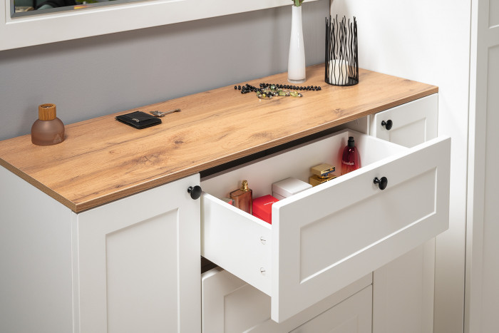 Остин 16.221 Комод + 16.221 Комод, цвет белый шагрень/дуб крафт золотой, ШхГхВ 240х41,9х99,3 см.