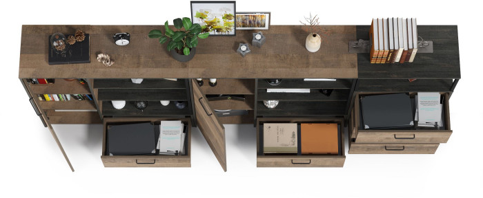 Трувор 13.307.01 Комод + 13.307.02 Комод с ящиками + 13.307.01 Комод, цвет дуб гранж песочный/интра, ШхГхВ 284х37х106,9 см., универсальная сборка