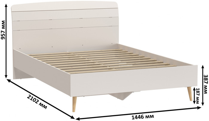 Афина Спальня Кровать 1400 + Трюмо, цвет кашемир серый, ШхГхВ 144,6х210,2х95,7 + 105х38,6х129 см., сп.м. 1400х2000 мм., б/м, основание есть