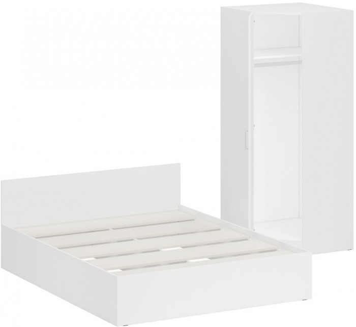 Кровать 1600 + Шкаф угловой Стандарт, цвет белый, ШхГхВ 163,5х203,5х70 + 81,2х81,2х200см., сп.м. 1600х2000 мм., без матраса, основание есть