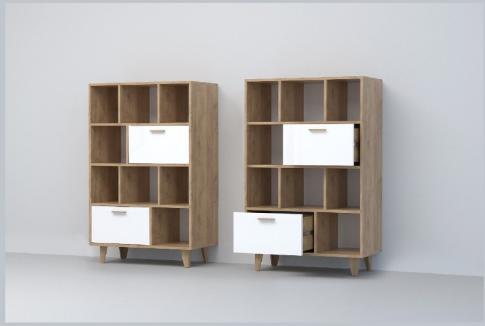 Эго Комод К-1 НГ (Глянец Белый/Бетон Светлый)