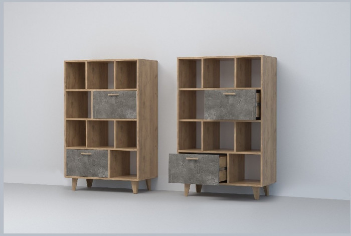 Эго Комод К-1 НГ (Глянец Белый/Бетон Светлый)