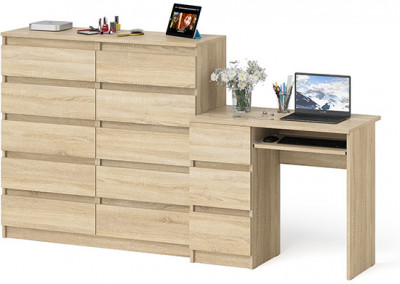 Мори компьютерный стол МС-6 левый + Комод МК1200.10, дуб сонома