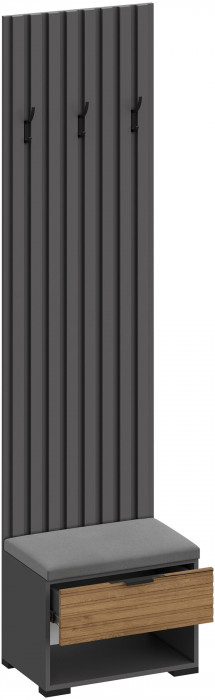 Ома Вешалка-Прихожая с тумбой В-3605, Графит/Дуб Тортуга