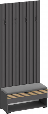 Нао Вешалка-Прихожая с тумбой В-4007, Графит/Графит, Дуб Вотан