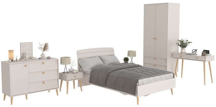 Афина Спальня 01-1200, цвет кашемир серый, сп.м. 1200х2000 мм., б/м, основание есть - фанера