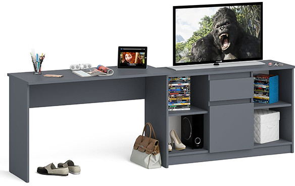 Мори письменный стол МСП1200.1 + Тумба МТВ1204.1, графит