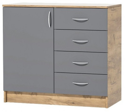 Кэт-7 Комод 1 створка, ящики (Крафт золотой / Графит)