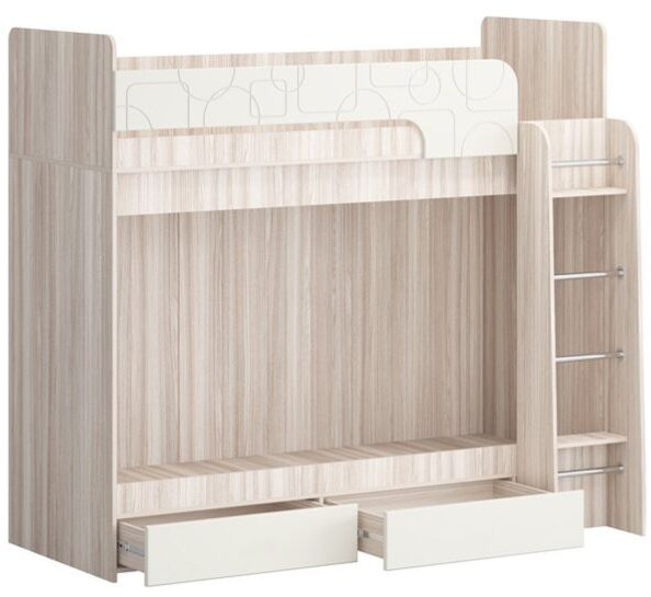 Двухъярусная кровать Бемби МДФ NEW, ясень (Лайм глянец, Ясень шимо светлый)