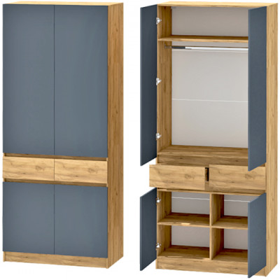 Иннэс-10 Шкаф 2-х створчатый, Дуб Крафт Золотой\Графит