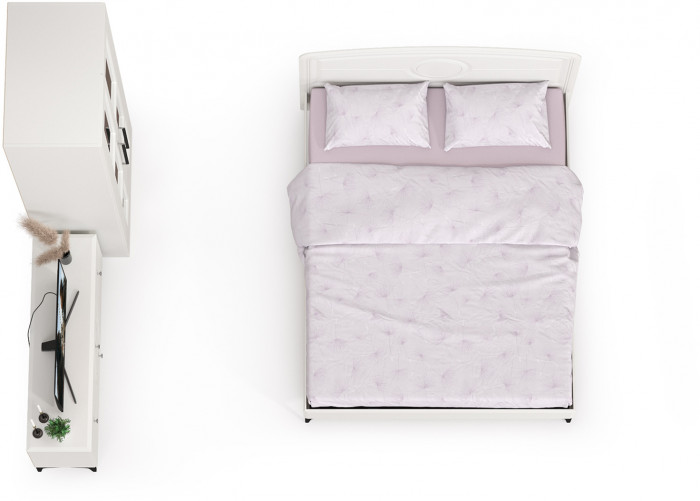 Валенсия Спальня № 41, цвет ЛДСП белый шагрень/МДФ белый шагрень, ортопед есть, сп. м. 1600х2000 мм., б/м