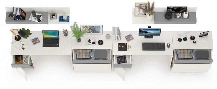 Торонто Компоновка № 13, белый шагрень/стальной серый