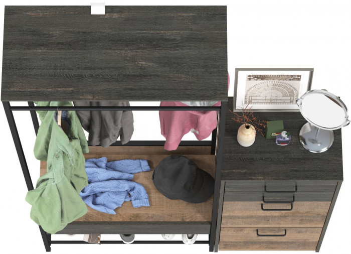 Трувор 15.120 Прихожая + 13.241.06 Тумба для обуви, дуб гранж песочный/интра