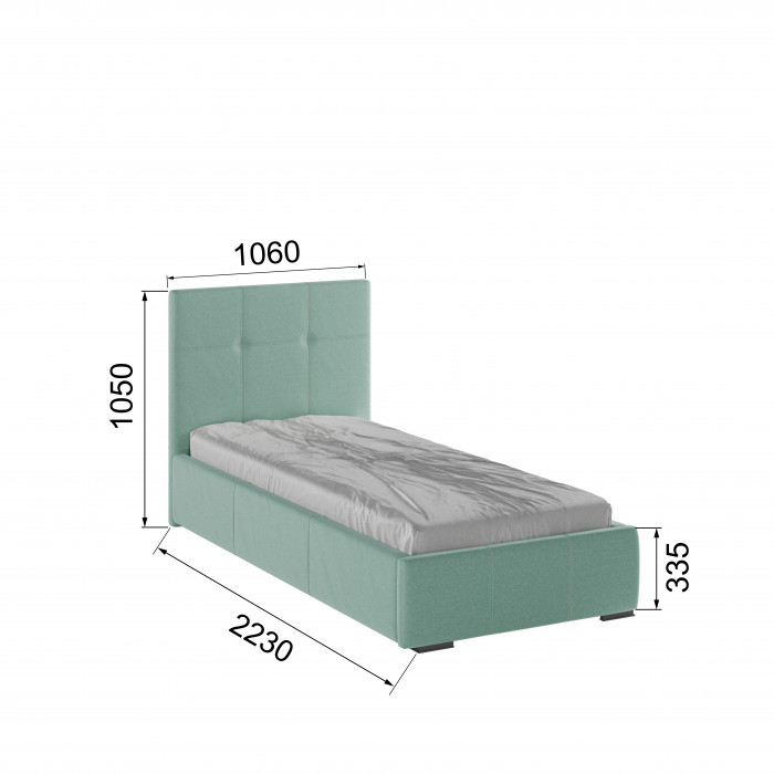 Рио Кровать интерьерная 900 мятный квадрат, ортопед