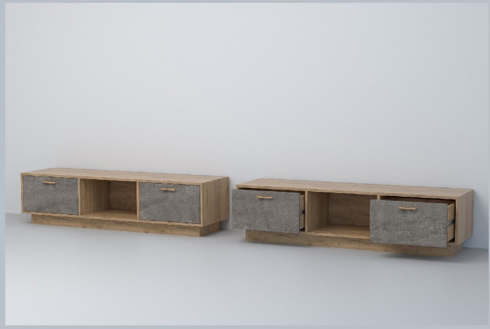 Эго Тумба Т-3 ПД (Глянец Белый/Бетон Светлый)