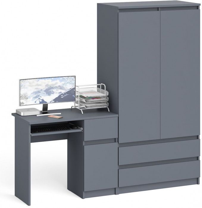 Мори компьютерный стол МС-1 правый + Шкаф МШ900.1, графит