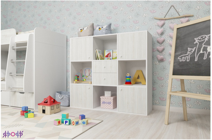 Стеллаж Джери (Дуб молочный/Дуб молочный)