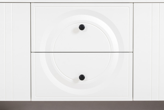 Валенсия Гостиная № 068, цвет ЛДСП белый шагрень/МДФ белый шагрень, ШхГхВ 327,2х38,3х225,2 см., ниша для ТВ 133х38х117 см., универсальная сборка